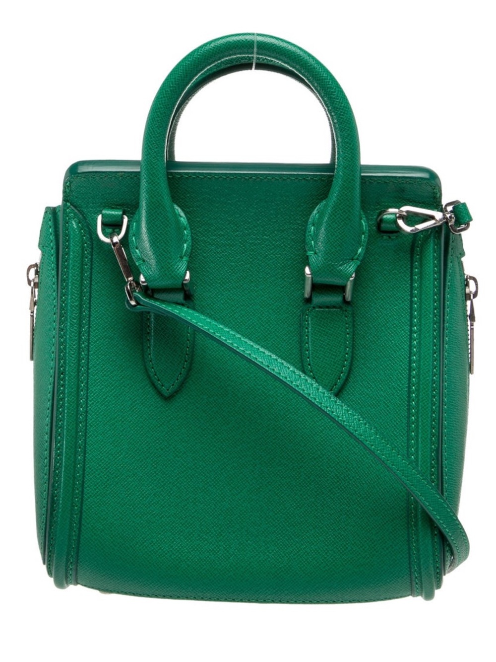 SOLD LIVE Alexander McQueen Green Structured Leather Top-Handle Crossbody Bag - Picture 2 of 4